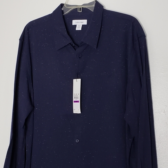 NEW Calvin Klein Button Down Mens Shirt Royal Navy Office Casual Spring Summer - Picture 7 of 11